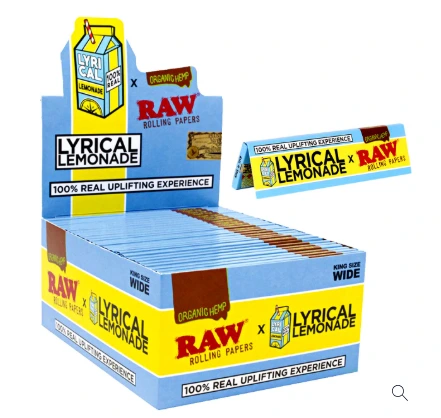 RAW Organic Hemp Rolling Papers | King Size Wide | 50 Count Display | Lyrical Lemonade