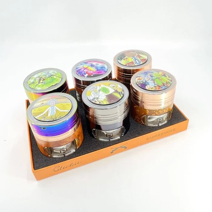 CLICKIT MIXED COLOR METAL GRINDER WITH HANDLE MG-008 12CT
