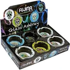 FUJIMA GA45 GLASS ASHTRAY SQUARE SKULL REBEL 6CT
