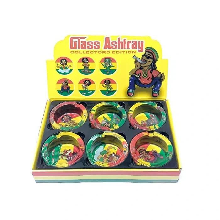 BOB MARLEY GLASS ASHTRAY COLLECTORS 6CT