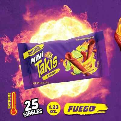 TAKIS ROLLED MINI FUEGO TORTILLA CHIPS 30.75OZ/25CT
