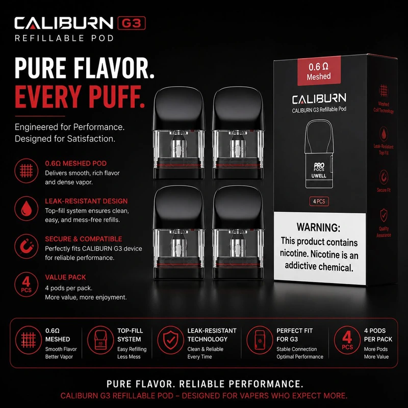 UWELL CALIBURN G3 REFILLABLE POD 0.6Ω 4PCS/PK