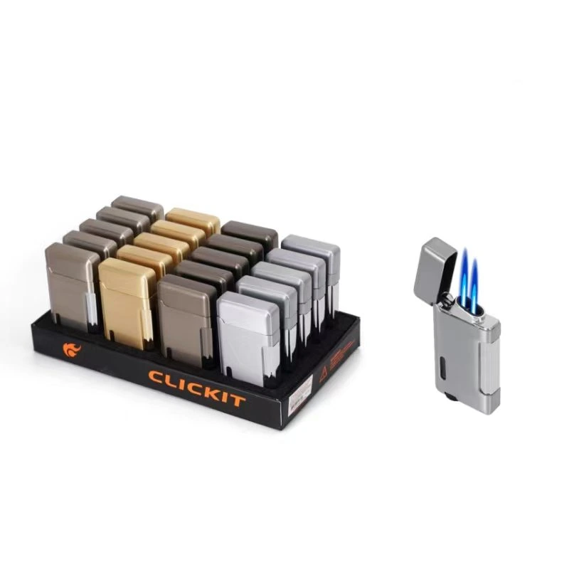 CLICKIT METAL FLIP OPEN DOUBLE TORCH GH-10135 20CT