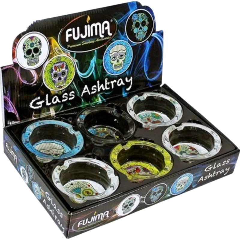FUJIMA GLASS ASHTRAY GA36 SKULL DESIGN 6CT