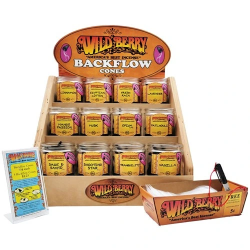 WILD BERRY BACKFLOW CONE KIT 12 FRAGRANCE DISPLAY