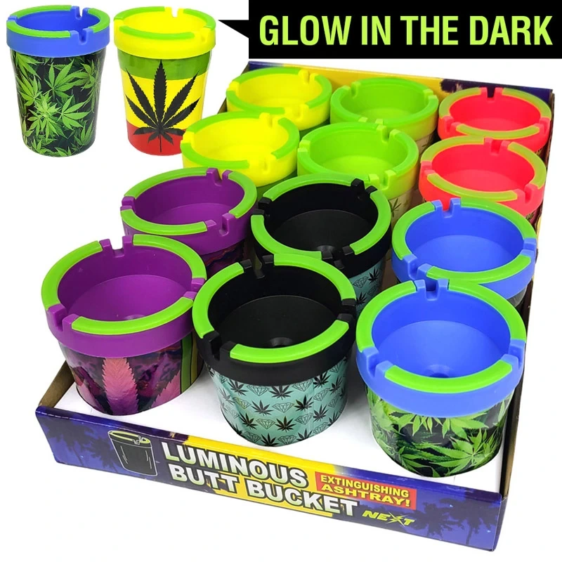 BUTT BUCKET ASHTRAY MIX COLOR GLOW IN THE DARK 12CT