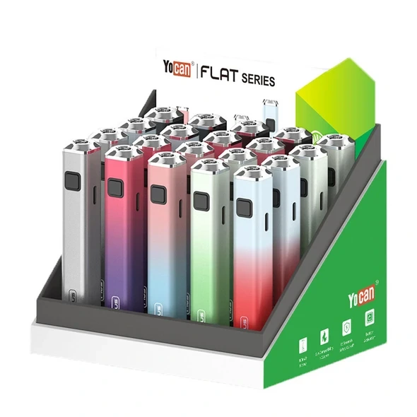 YOCAN FLAT SLIM 350mAH PEN BATTERY 20CT DISPLAY