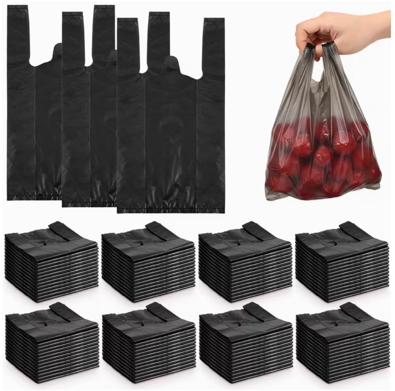 SUNRISE BLACK T-SHIRT BAG (1/8 10.5X5.5X18) MEDIUM SIZE 1000CT