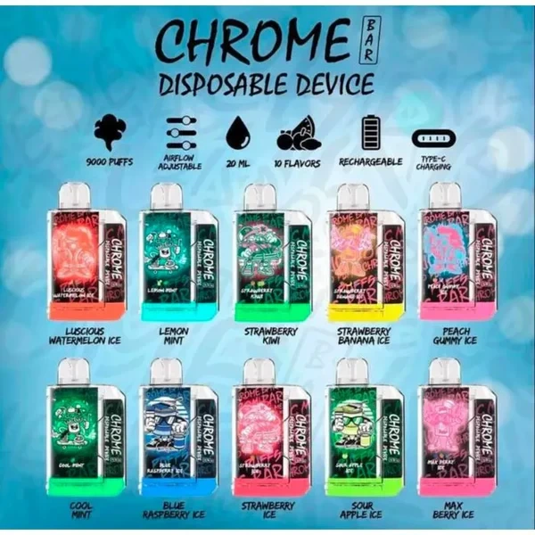CHROME BAR 20ML 9K DISPOSABLE-5CT