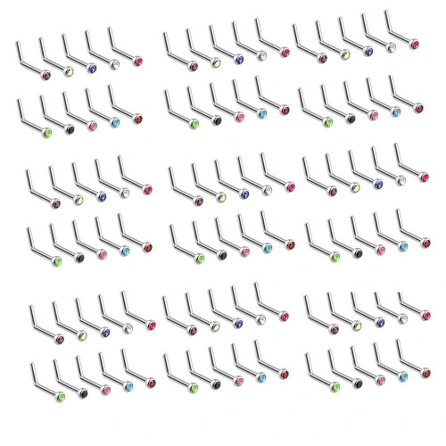 NOSE RINGS ASSORTED STAND WHITE 120PCS