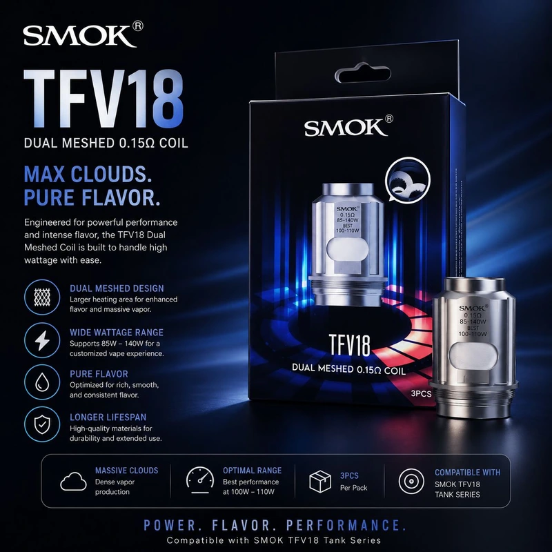 SMOK TFV18 MESHED COIL  0.15OHM 3PCS/PK