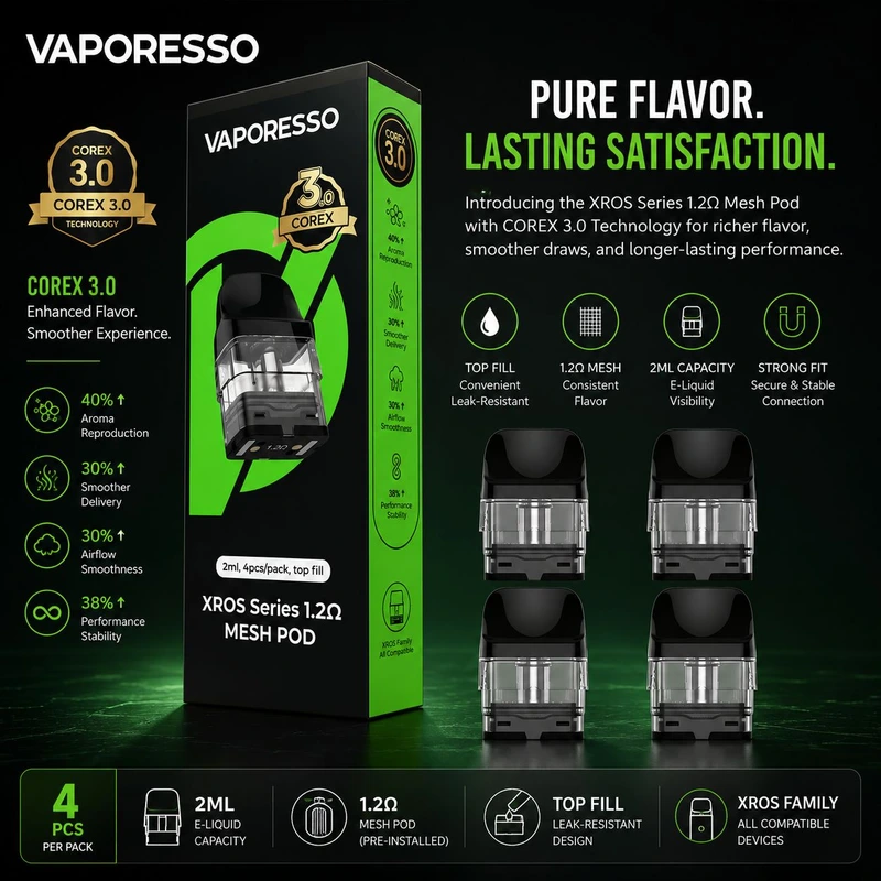 VAPORESSO XROS SERIES 1.2 MESH POD 4PCS/PK