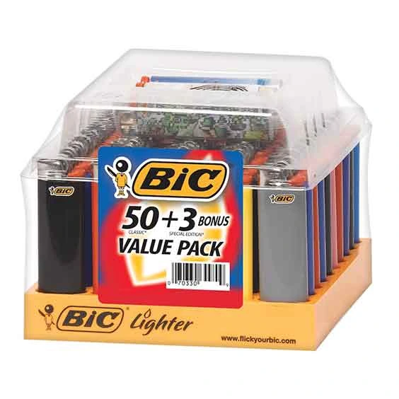 BIC LIGHTER - 50 CLASSIC LIGHTERS+3 BONUS MAXI