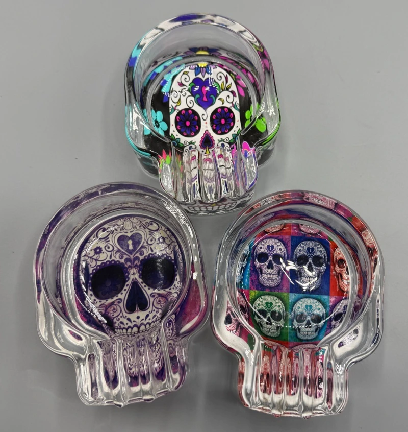 FUJIMA DARK ASHTRAY GA24 GLOW DAY OF THE DEAD SKULL 6CT