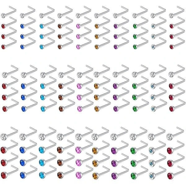 NOSE RINGS ASSORTED STAND WHITE COLOR 120PCS