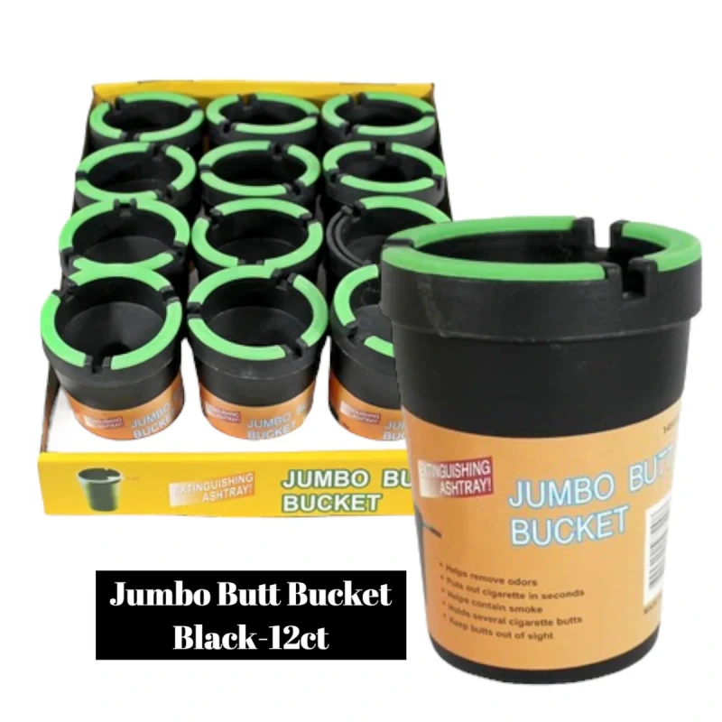 BUTT BUCKET ASHTRAY BLACK GLOW IN THE DARK 12CT