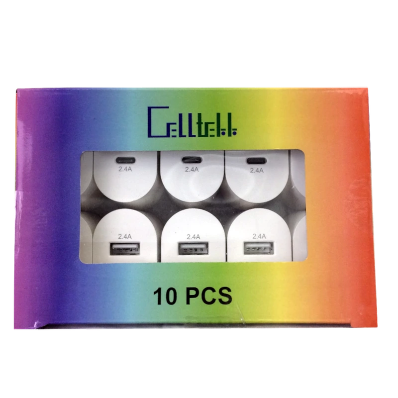 CELLTEKK DUAL USB/USB-C PD 20W GOLD 10CT BOX