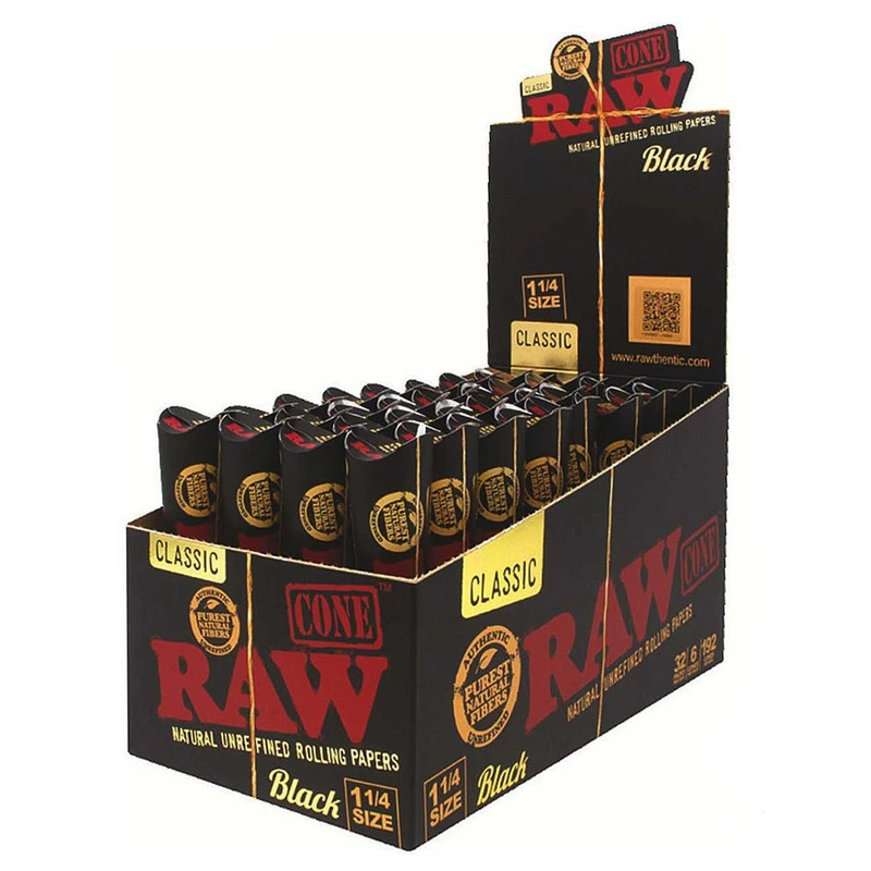 RAW BLACK NATURALLY ROLLER PAPER BLACK 32PK