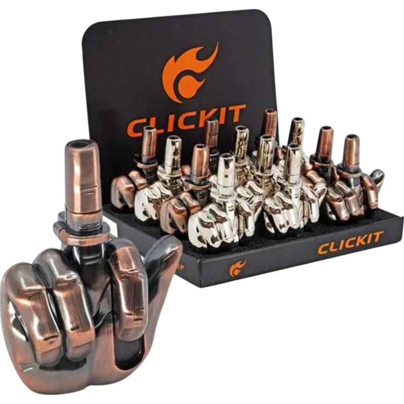 CLICKIT MIDDLE FINGER WINDPROOF LIGHTER GH-1680 12CT