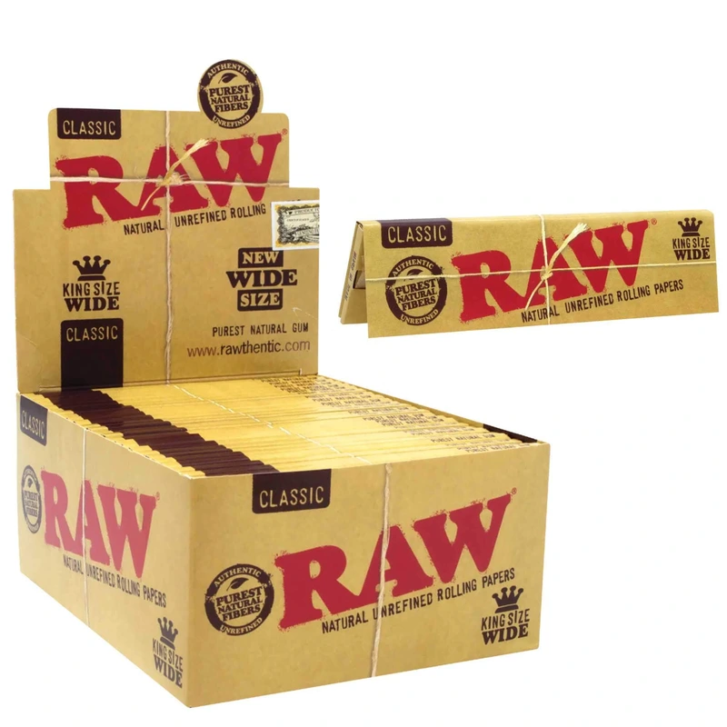 RAW Classic Black Natural Unrefined Rolling Papers | King Size Slim