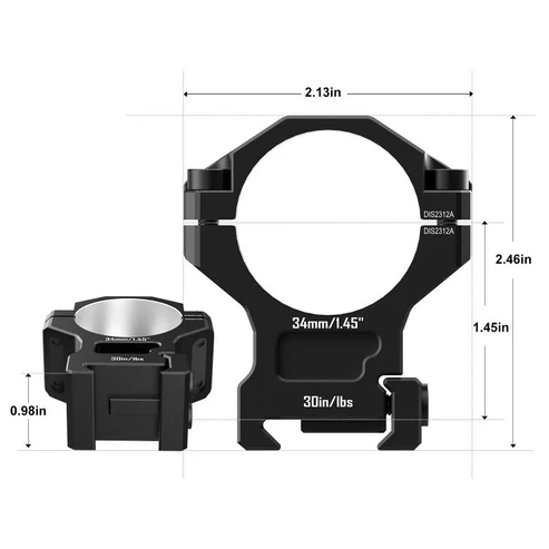 DISCOVERYOPT 7075 Aluminum Scope Rings – 25.4mm/30mm/34mm Tube | Fits 0.97″/1.26″/1.45″ Scope Mount for Picatinny Rail