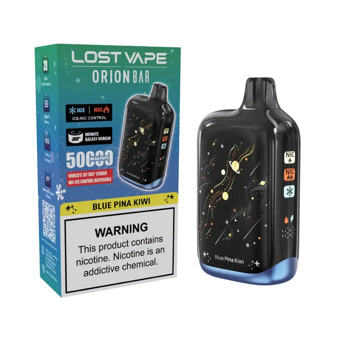 LOST VAPE ORION BAR 50000K PUFFS WITH ICE+NIC CONTROL DISPOSABLE(BOX OF 5) — BLUE PINA KIWI