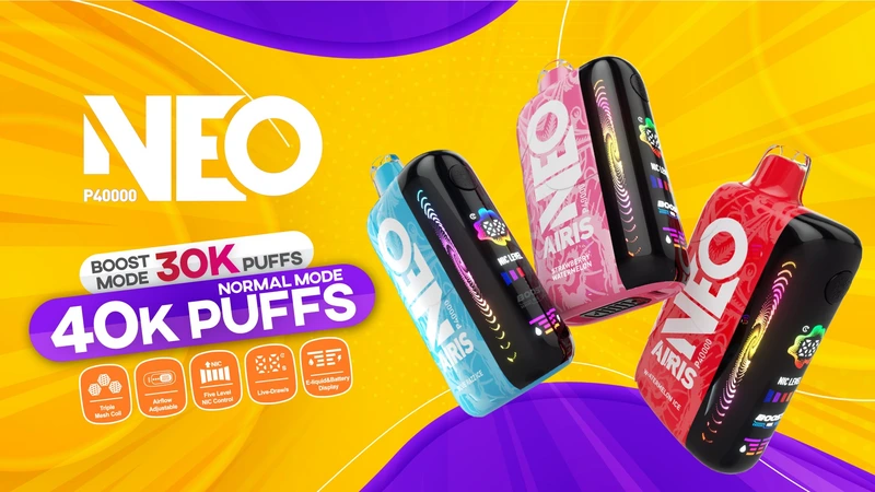 AIRIS NEO 40K PUFFS DISPOSABLE VAPE (BOX OF 5) — GRAPE LEMON