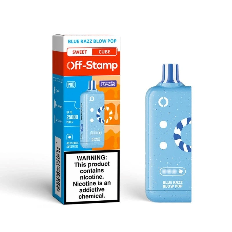 OFF-STAMP SWEET CUBE 25K PUFFS DISPOSABLE POD (BOX OF 5) — BLUE RAZZ BLOW POP