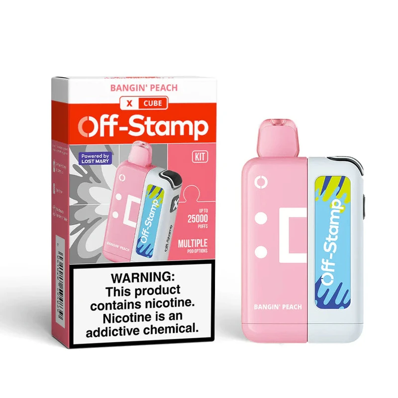 OFF-STAMP X CUBE 25K PUFFS DISPOSABLE VAPE KIT (BOX OF 5) — BANGIN PEACH