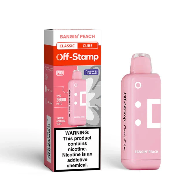 OFF-STAMP CLASSIC CUBE 25K PUFFS DISPOSABLE POD (BOX OF 5) — BANGIN PEACH
